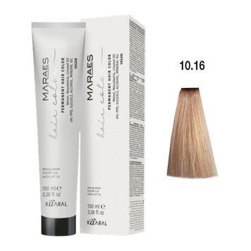 10/16 Фарба для волосся Kaaral Maraes Vegan Permanent Hair Color - Платиновий блондин попелясто-рожевий, 100 мл