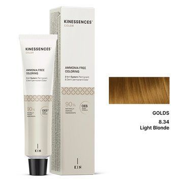 8/34 Фарба для волосся безаміачна Kinessences Color OES+V Золотий Світло-русявий 100 мл Іспанія