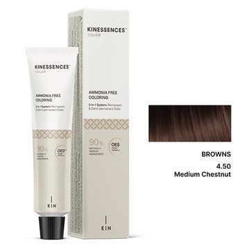 4/50 Фарба для волосся безаміачна Kinessences Color OES+V Коричневий Середній каштан 100 мл Іспанія