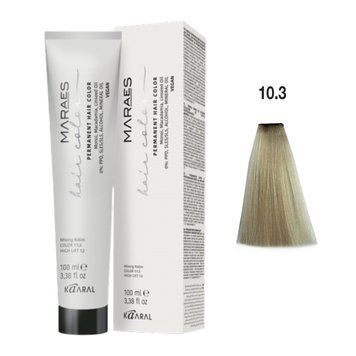 10/3 Фарба для волосся Kaaral Maraes Vegan Permanent Hair Color - Платиновий золотистий блондин, 100 мл