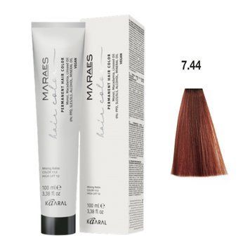 7/44 Фарба для волосся Kaaral Maraes Vegan Permanent Hair Color - Блондин інтенсивний мідний, 100 мл