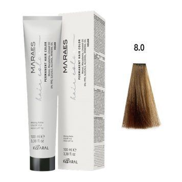 8/0 Фарба для волосся Kaaral Maraes Vegan Permanent Hair Color - Світлий блондин, 100 мл