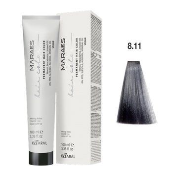 8/11 Фарба для волосся Kaaral Maraes Vegan Permanent Hair Color - Світлий інтенсивний попелястий блондин, 100 мл